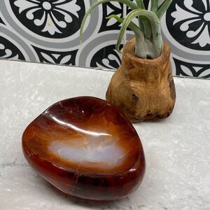 Carnelian Genuine Crystal Gemstone Carved Dish Jewelry Holder Soap Dish